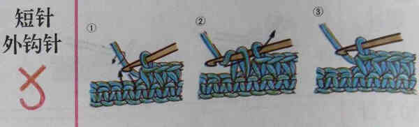 毛线编织基本针法大全--短针外钩针