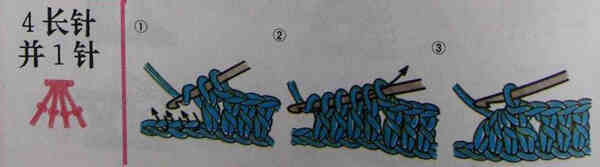 毛线编织基本针法大全--4长针并1针