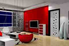 红色客厅装修设计效果图欣赏
