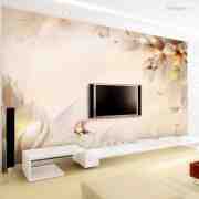 客厅电视背景墙壁纸墙纸壁画装修效果图欣赏2